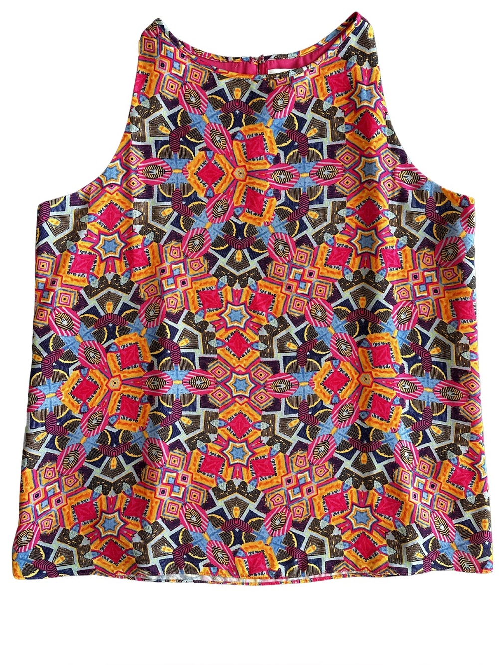 Kenar Sleeveless Geometric Kaleidoscope Print Blouse Top Size Large Boho Chic